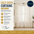 Lavyhuno Gold Sheer Curtains Length 2 Panels Set Rod Pocket Drapes 52x96in Ivory