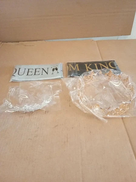Leixi Prom King Queen Crowns Sashes Sets 2026 Graduation Tiara Sash Costume New