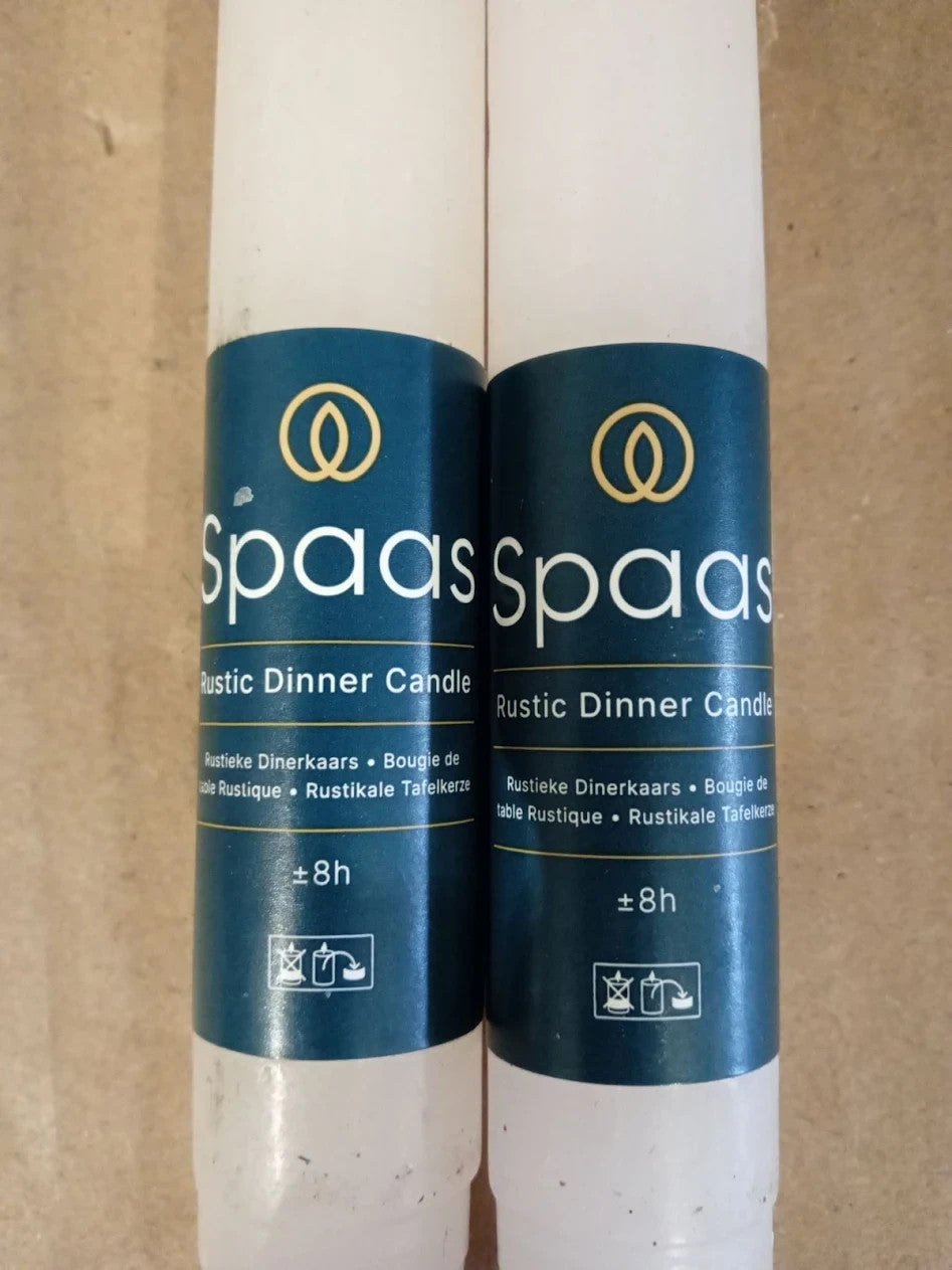 Spaas Rustic Dinner Candle 8h White 2,1x2,1x25cm 2 Pieces White