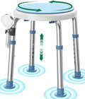 360° Swivel Shower Chair Adjustable Height Non Slip Bathroom Stool Lightweight