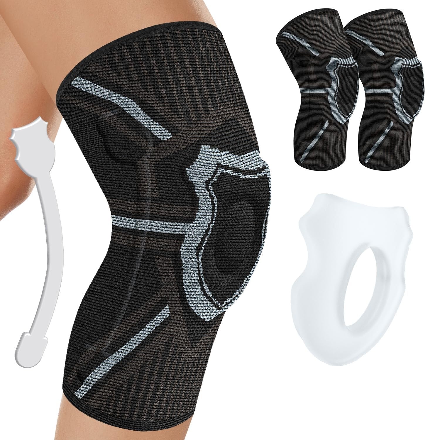 Kicqom Knee Support 2 Pack Knee Brace Compression Sleeve Unisex XL New