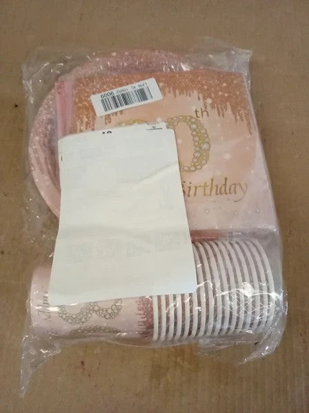 69pcs Rose Gold 80th High Quality Birthday Party Tableware Pink Set New
