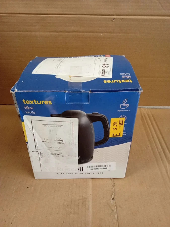 Russell Hobbs Textures Electric 1.7L Cordless Kettle Fast Boil 3kw Black Premium