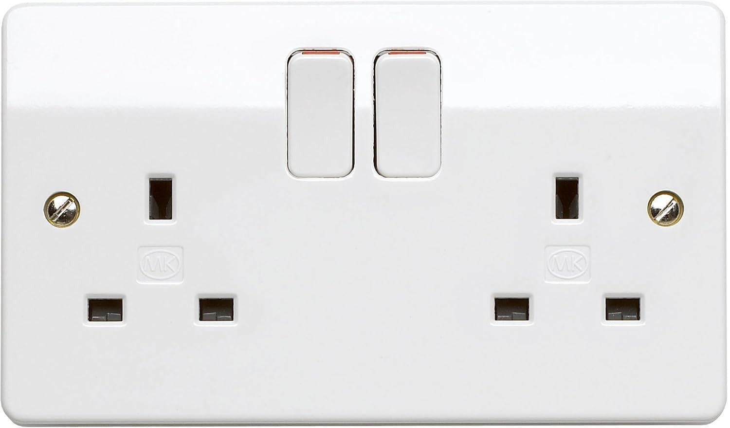MK Logic Plus K2747 WHI DP 13A 2 Gang Double Socket White Twin Power Outlet New