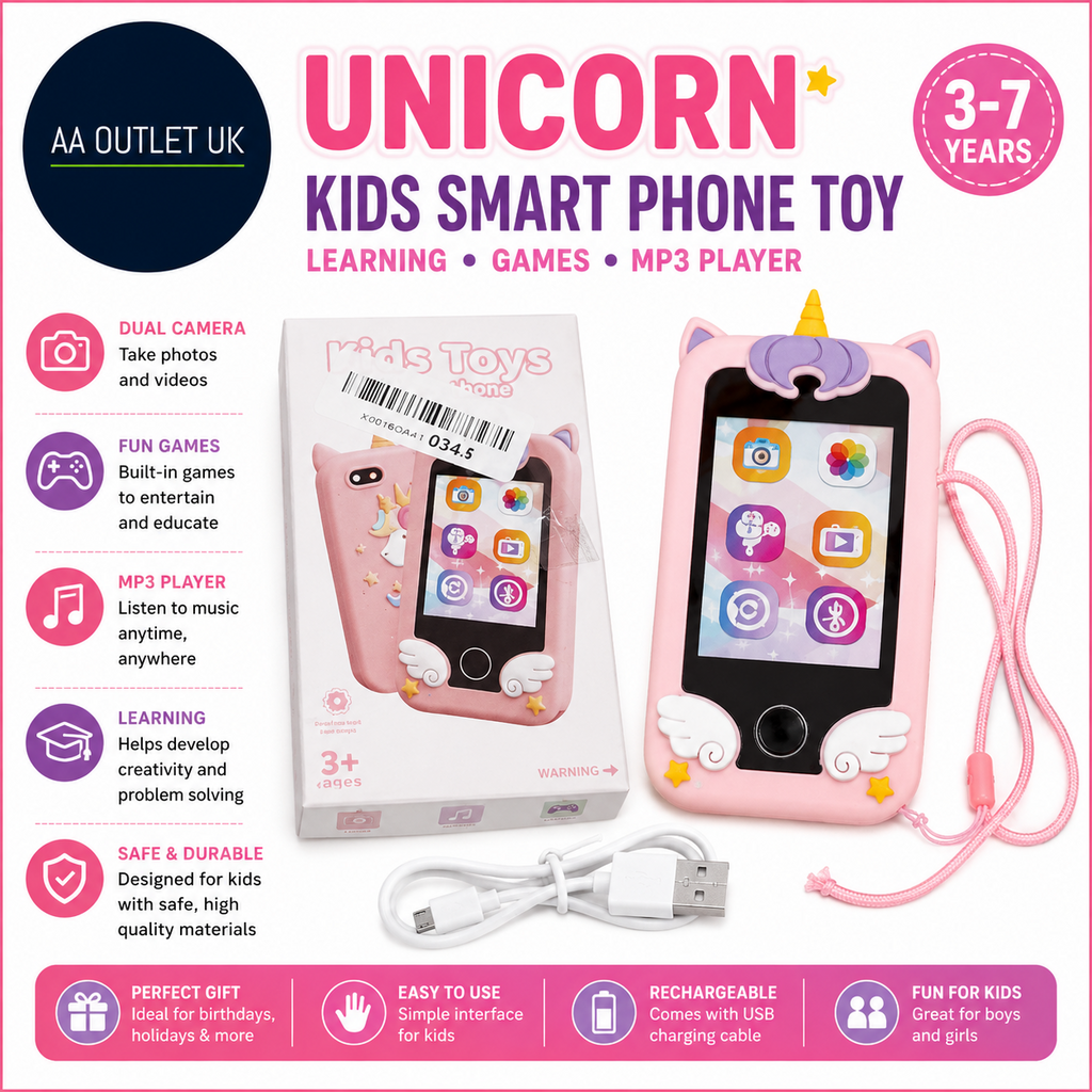 UCIDCI Unicorn Kids Smart Phone Toy Dual Camera Learning Games MP3 Player