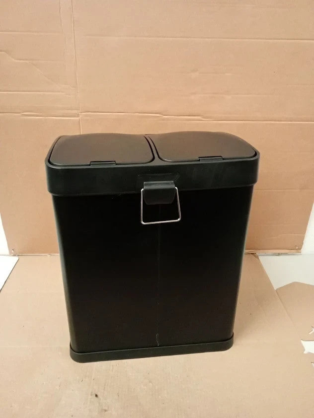 Habitat 30L Twin Compartment Recycling Bin Black 48.5x37x40cm New
