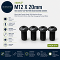 Terf 12mx20mm Hex Socket Cap Button Head Machine Screws Black High Tensile