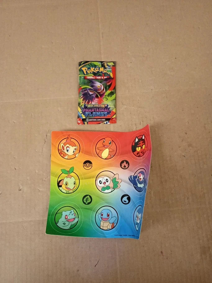 Pokemon Mega Evolution Phantasmal Flames Booster Pack Sticker Sheet Bundle