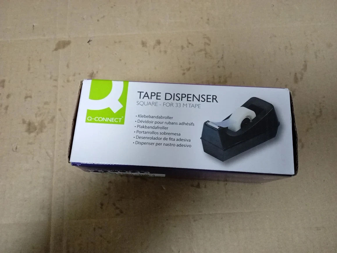 Q Connect Plastic Tape Dispenser 19mmx33m Non Slip Base Black