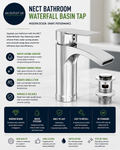 Nect Bathroom Taps Waterfall Chrome Basin Water Saving Aerator Pop Up Waste