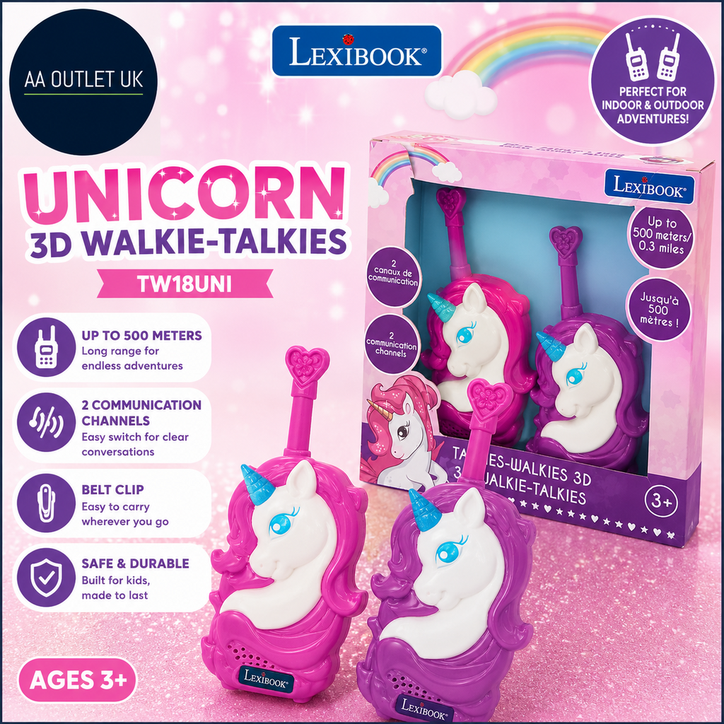 LEXIBOOK Unicorn 3D Walkie Talkies 500m Range 2 Communication Channels TW18UNI