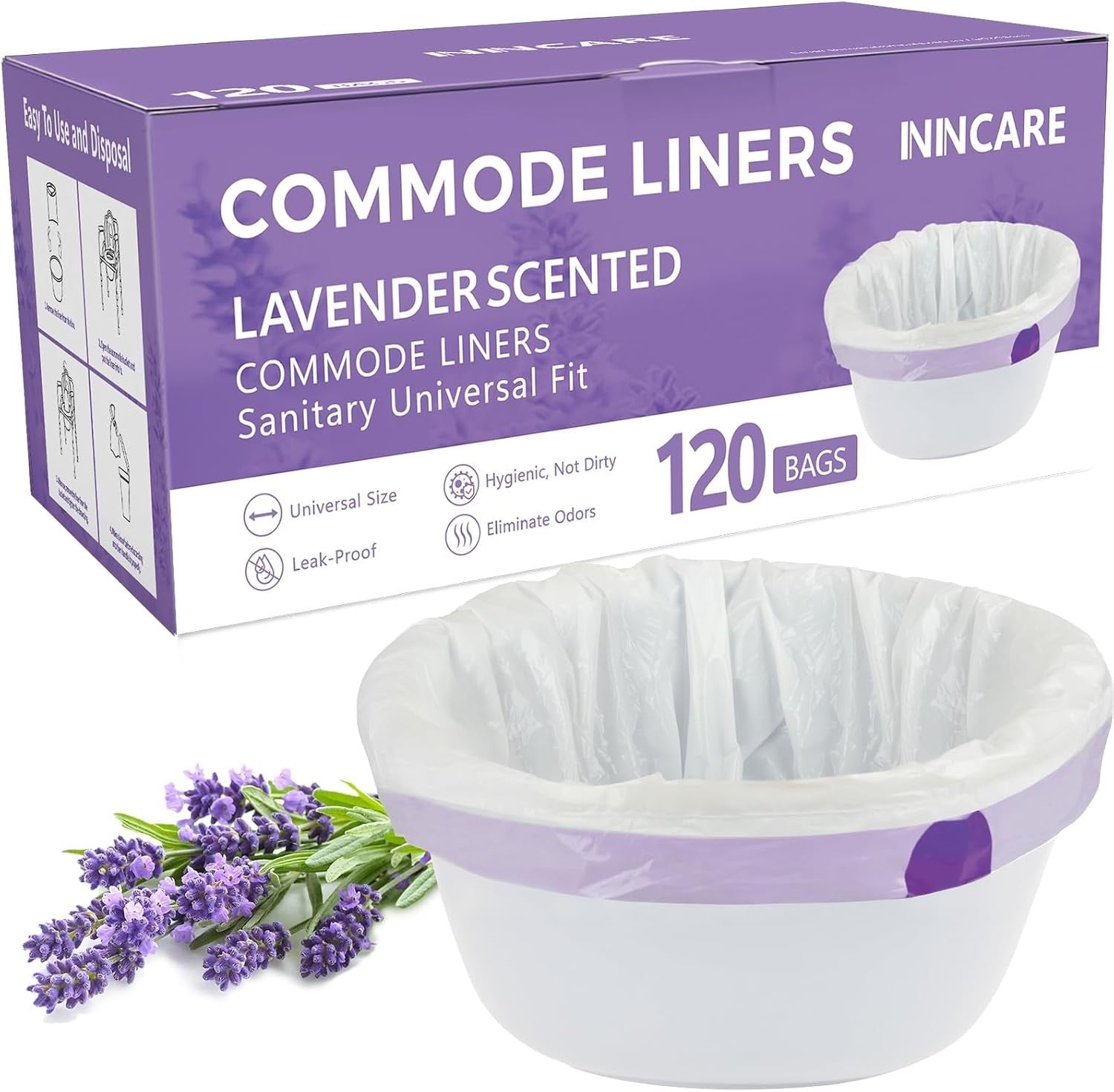 Inincare Commode Liners Bedside Portable Toilet Potty Bed Pan 1000ml New
