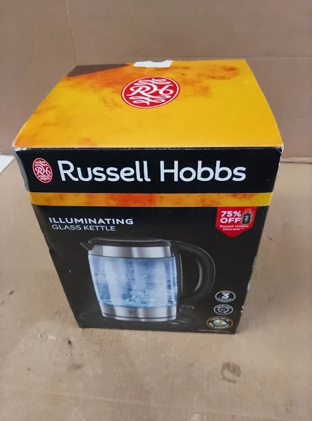 Russell Hobbs 1.7L Electric Cordless Glass Kettle 3000W Power Fast Boil 3KW New