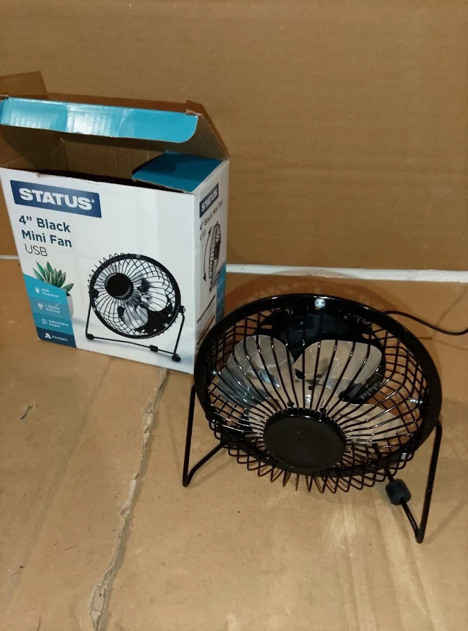 Status 4 Inch USB Desk Fan Mini Portable Personal Cooling Fan Single Speed New