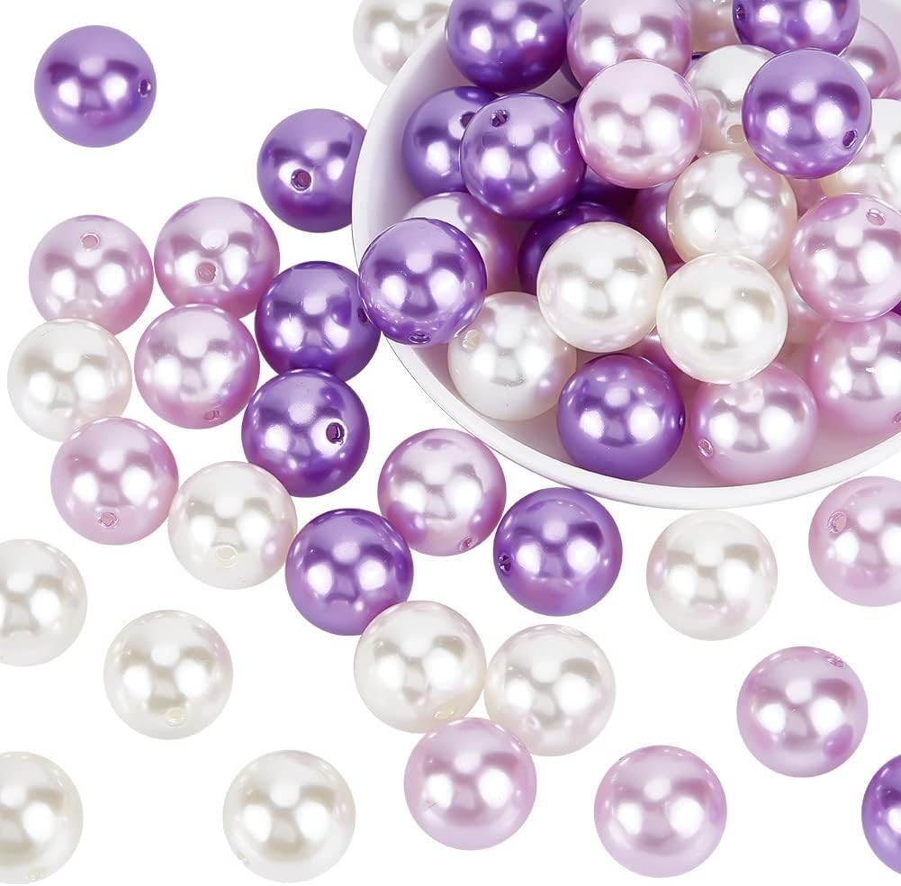 PH PandaHall 20mm Pearl Beads Purple White Bubblegum Beads Chunk Large New