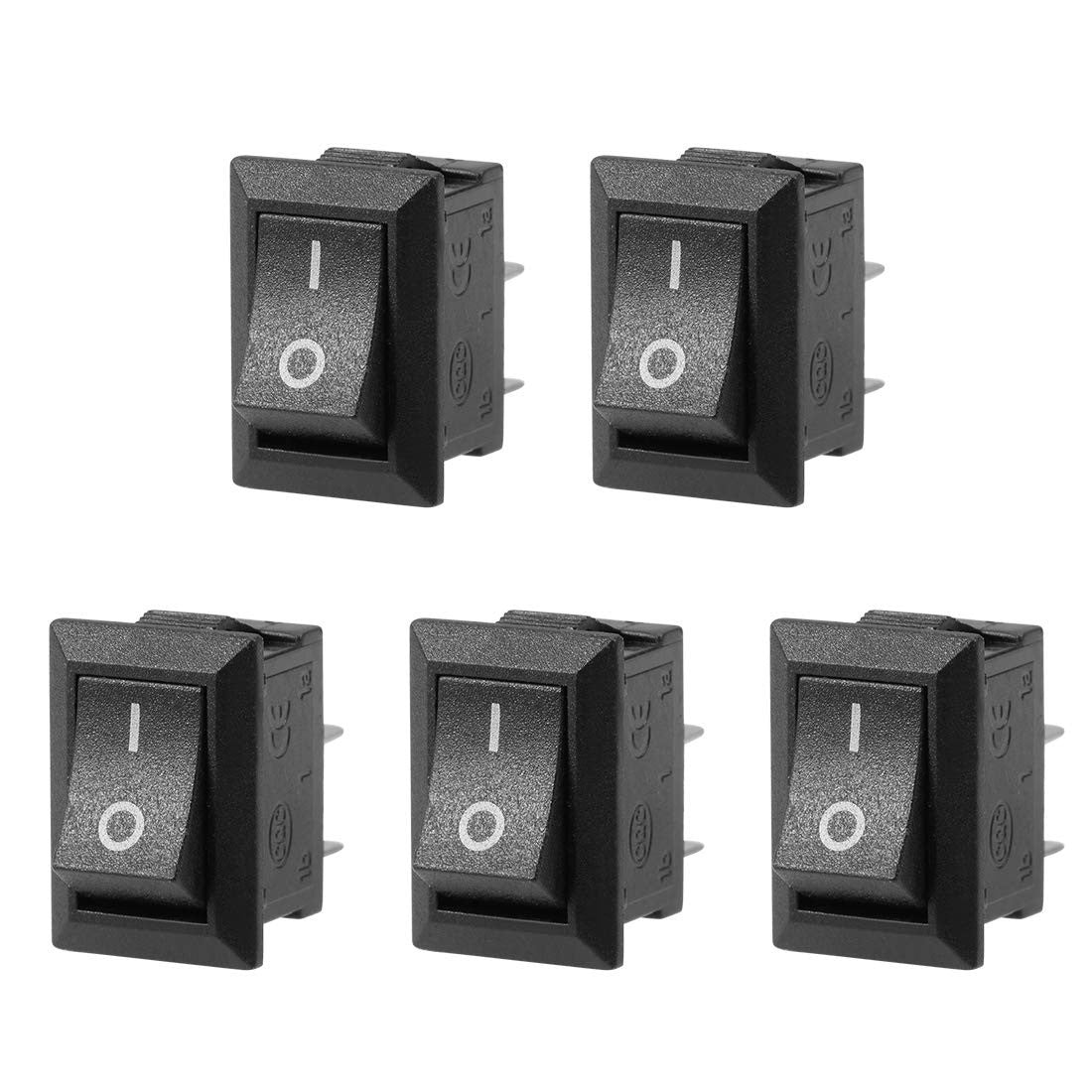 Sourcing Map 5pc KCD11 AC 125V 6A 250V 3A SPST 2 Terminal 2 Position On Off New