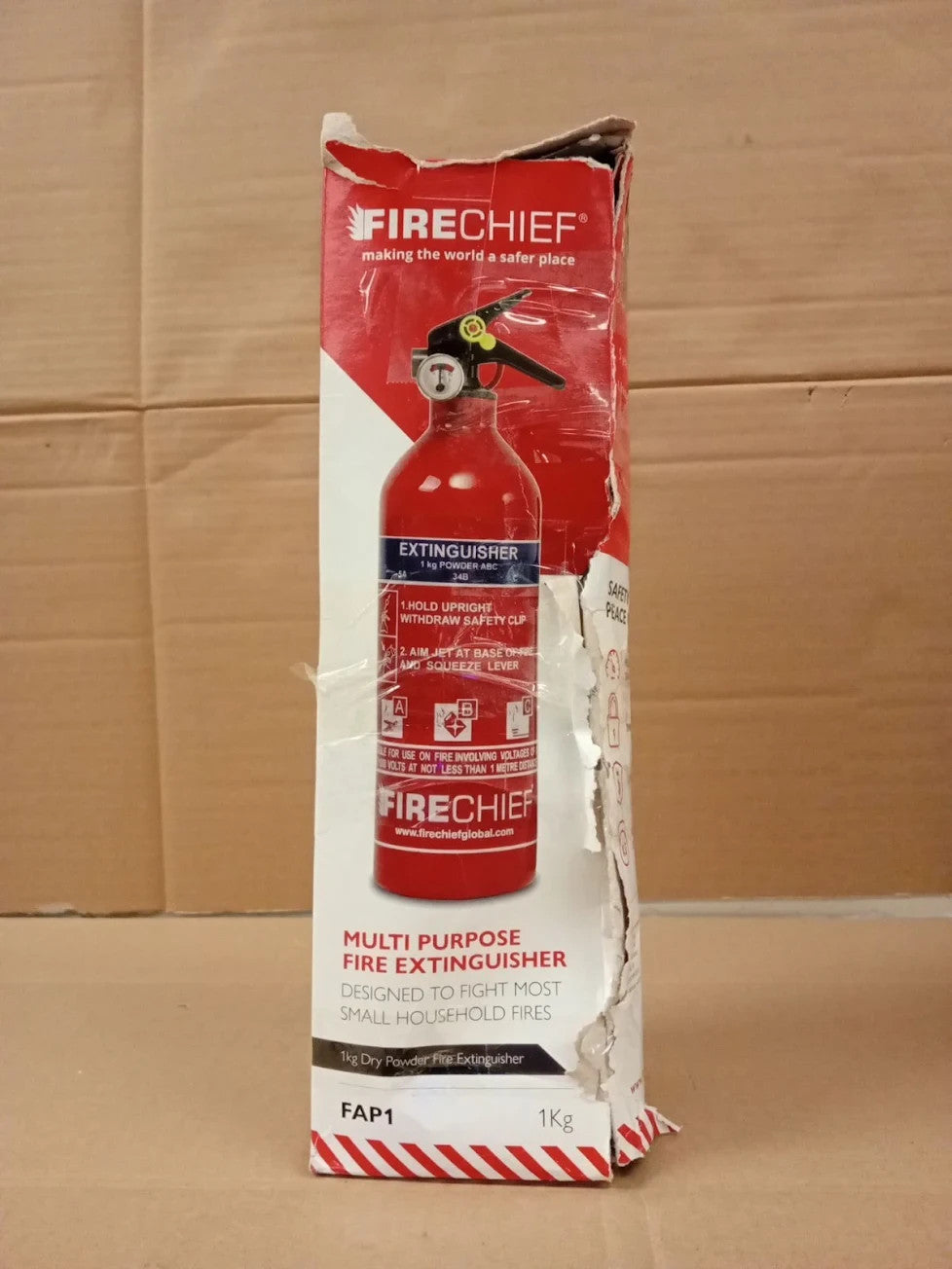 Firechief 1kg Powder Fire Extinguisher Red Home Multi Purpose Powder Supplied