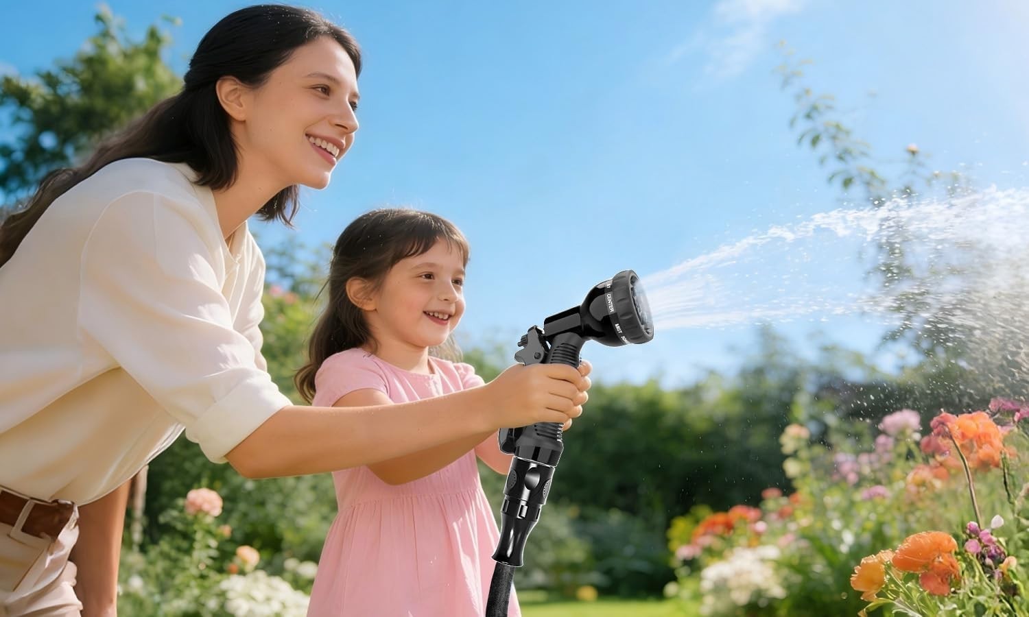 Homoze Expandable Garden Hose 50ft Hose Pipe Fittings Spray Gun Black New