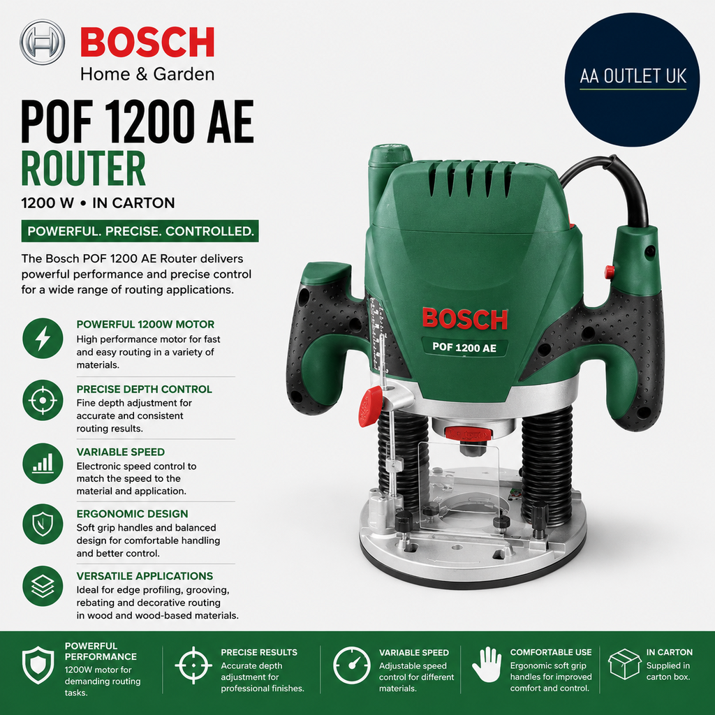 Bosch Home And Garden Router POF 1200 AE 1200W Corded Electric Pale Green