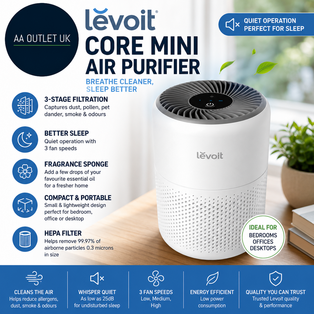 Leviot Air Purifier Bedroom Home Quiet HEPA Filter Cleaner Fragrance Sponge