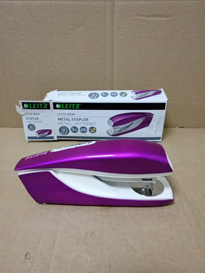 Leitz Stapler 30 Sheet Capacity Ergonomic Metal Body WOW Range 55021062 Purple