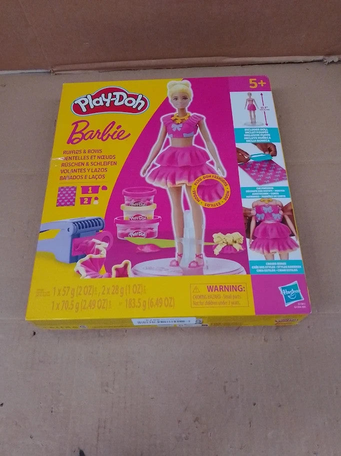 Play Doh Barbie Ruffles Bows Set Make Doll Clothes Modeling Compound 5+ New