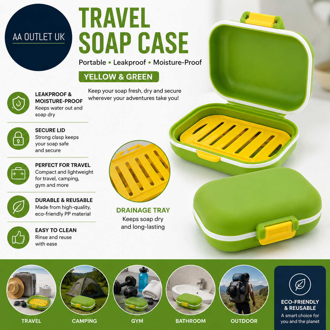 Travel Soap Case Soap Dish Drainage Portable Soaps Holder Leakproof Moisture 1pc