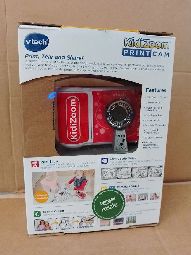 VTech KidiZoom PrintCam Red Kids Instant Print Camera Video Games 5+ Design New