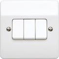 MK K4873WHI 10A Triple Single Pole 2 Way Plate Rocker Switch White New