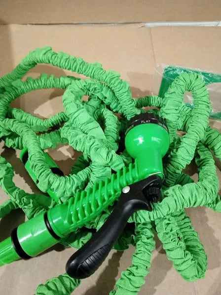 Expandable 15m 50ft Garden Hosepipes Flexible 7 Function Spray Gun 26x24cm New