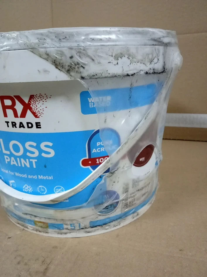 WRX Trade Gloss Paint Water Based Black 5L Liquid Fast Drying