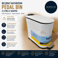 Beldray Bathroom Pedal Bin 5L Small Toilet Soft Closing Lid D Shaped Sanitary