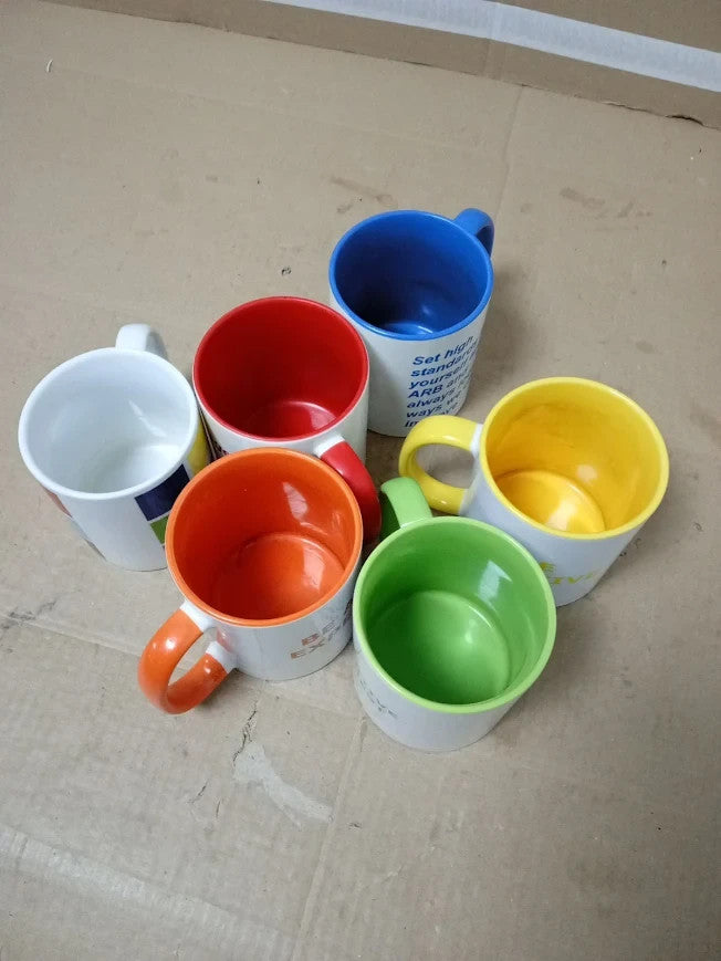 Rainbow Coffee Mugs 350ml Stoneware 6pc