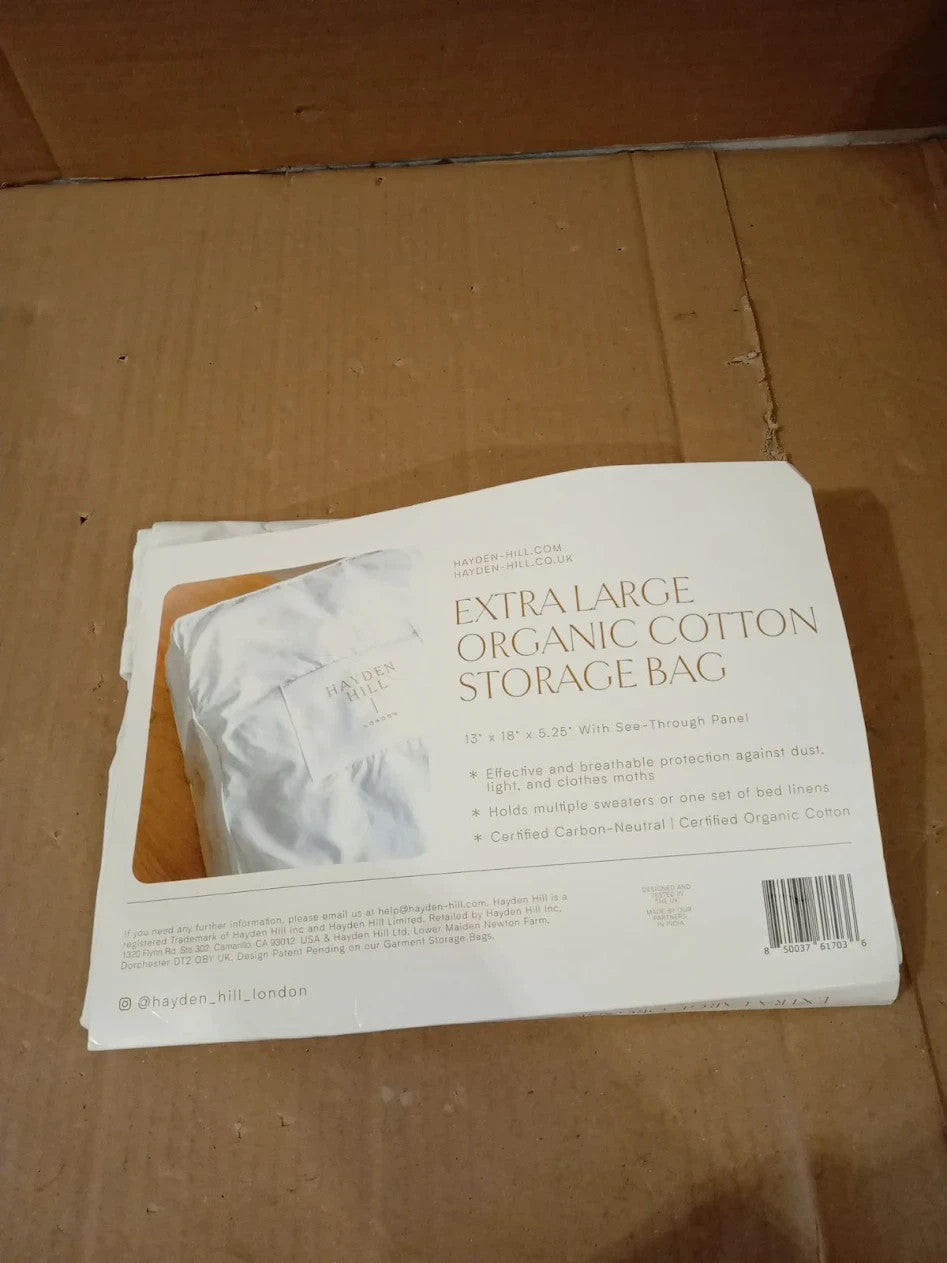Hayden Hill Luxury Organic Cotton Sweater Storage Bag Cashmere 13"x18"x5.25" New
