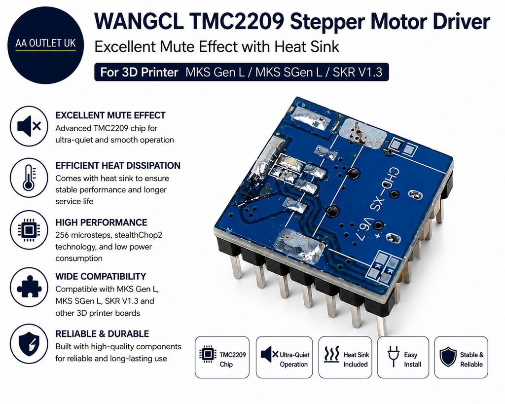 WANGCL Stepper Motor Driver TMC2209 Heat Sink Excellent Mute Effect 3D Printer