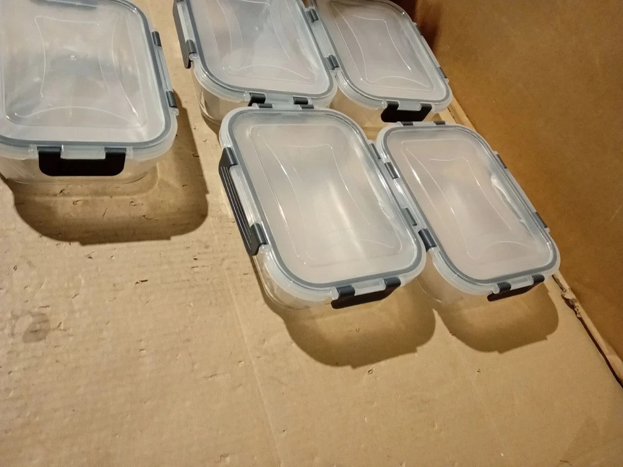 Skroam 5Packs 36oz Glass Food Storage Containers Lids Airtight Glass Meal New