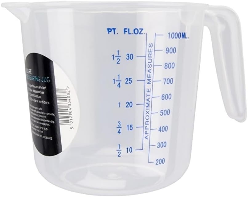 Chef Aid 1L Plastic Jug Transparent Liquid Measuring 5.12x2.99x4.72in New