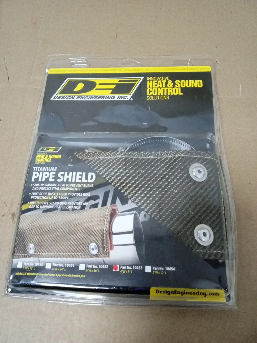 Design Engineering 010453 Titanium Pipe Shield 4"x8" Exhaust Heat Shield New