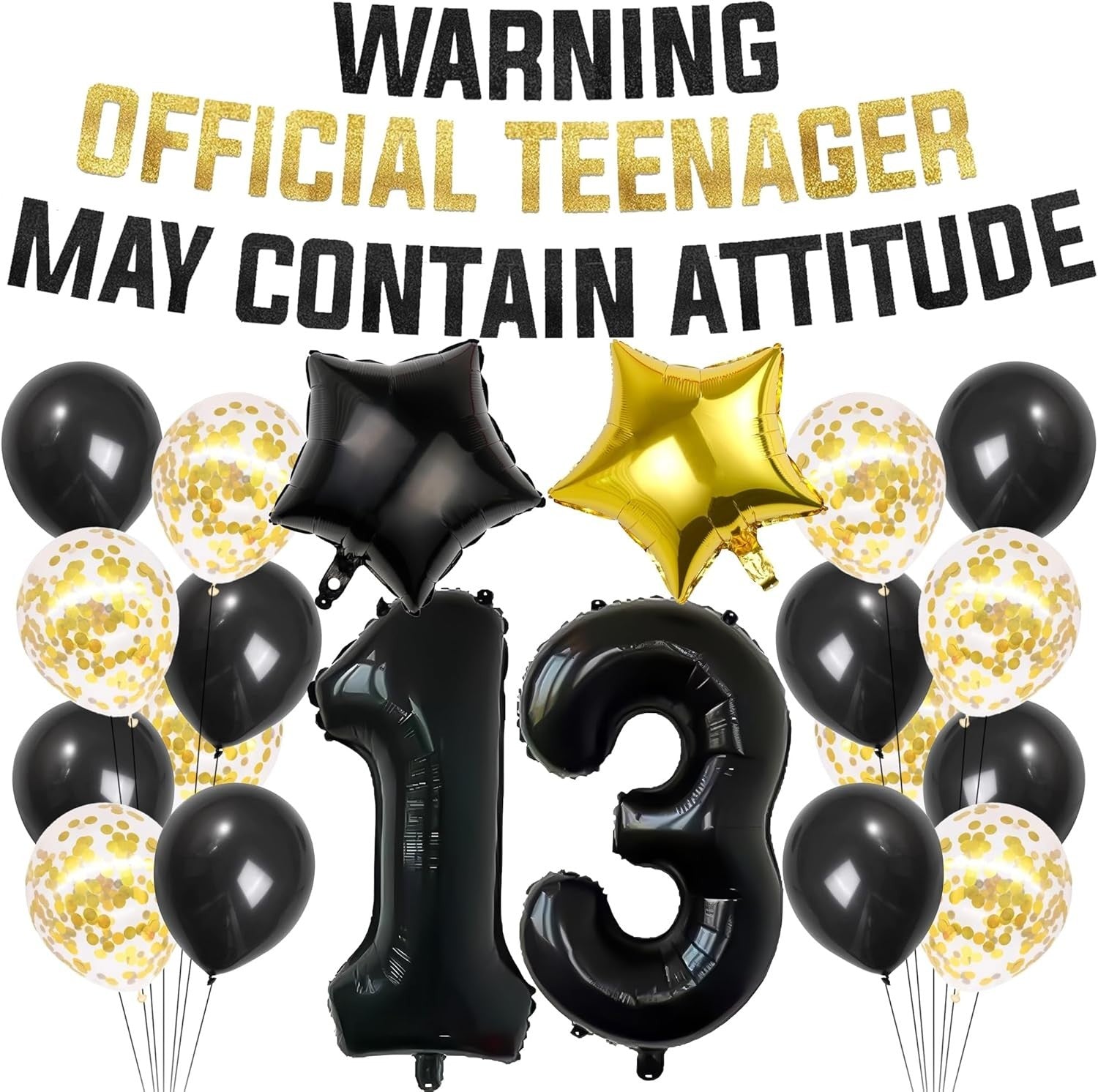 13th Birthday Party Decorations Balloons 21pcs Warning Official Teenager New