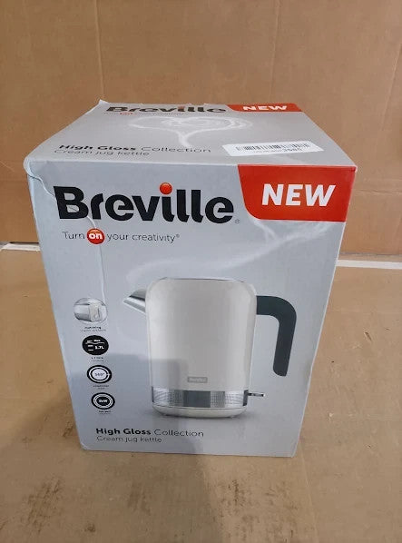 Breville High Gloss Electric Kettle 1.7L 3kw Fast Boil Cream 9.1x5.9x9.4cm