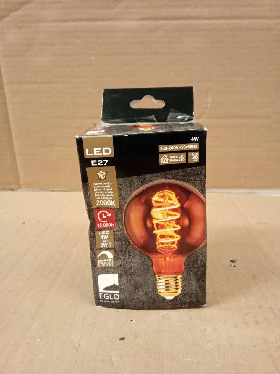 Eglo Dimmable E27 LED Globe Vintage Spiral Filament Light Bulb Edison 4W G80