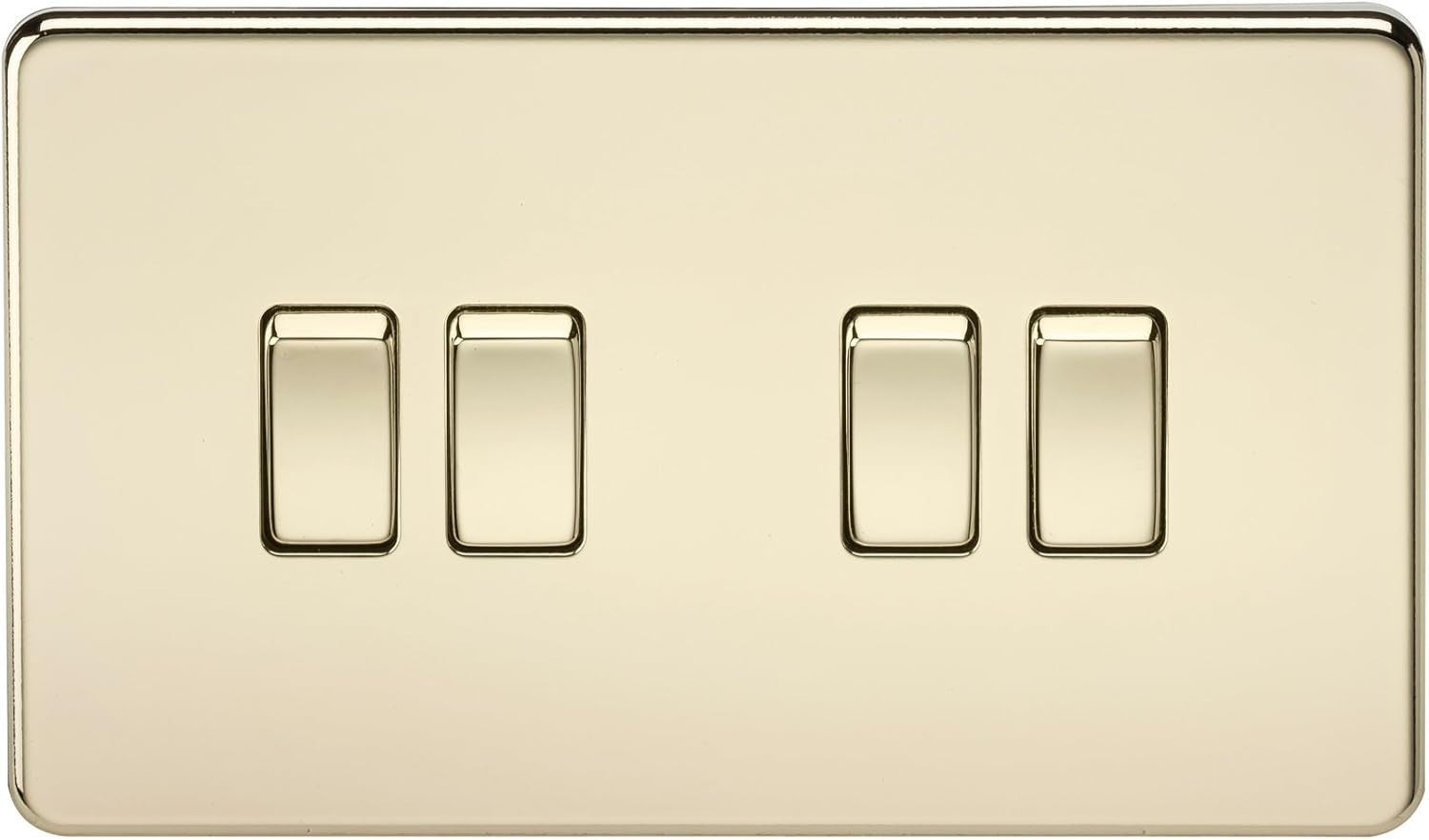 Knightsbridge SF4100PB Screwless 10 A 4 Gang 2 Way Switch Polished Brass New
