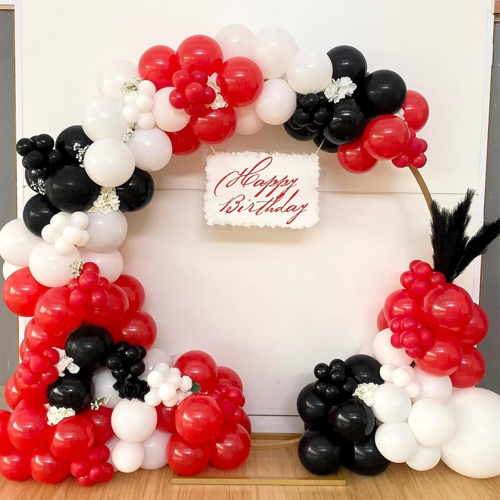 Red Black White Balloons Confetti Garland Arch Set 148pcs 30.48x12.7cm New