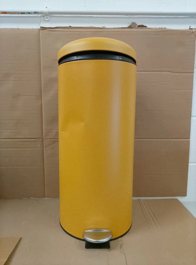 Habitat Mustard 30 Litre Domed Pedal Waste Bin Kitchen Bathroom Quality Design