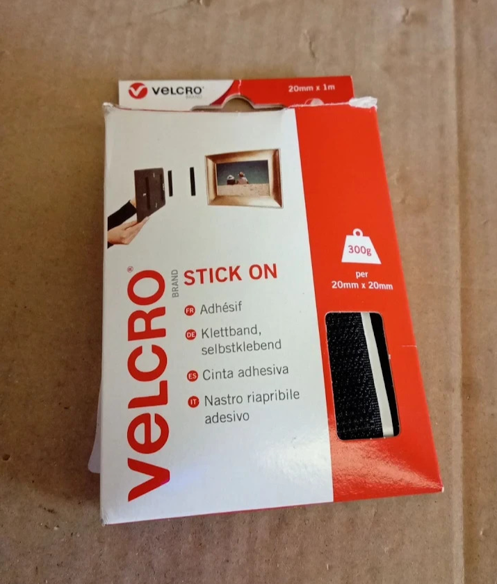 VELCRO Brand Stick On Hook Loop Tape Self Adhesive 20mm x 1m Black Strong New