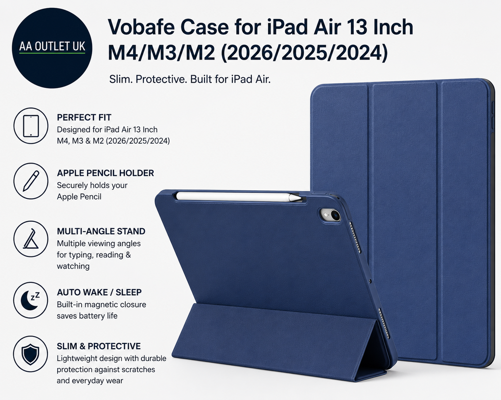Vobafe Case iPad Air 13in M4 M3 M2 2026 2025 2024 Pencil Holder Protective Cover