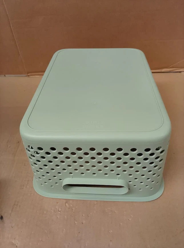 SmartStore Storage Basket Handles Green 11.4L 36.5x27x15cm Plastic Bin Recycled