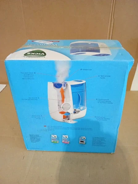 Vicks Warm Mist Humidifier 3.8L Tank Comfortable Sleep Easy 12x12.4x7.7cm New