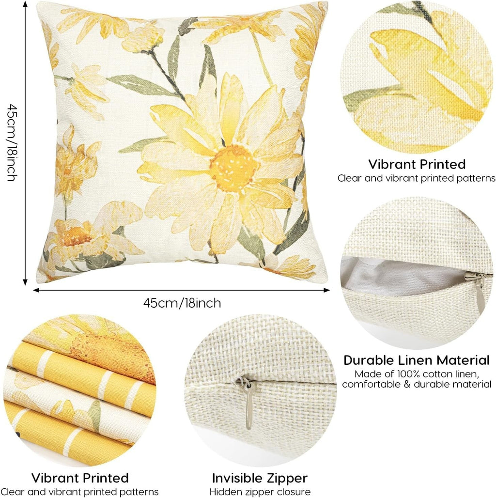 Outdoor 45x45 Set Garden Summer Flower Waterproof Cushion Covers 18x18in New