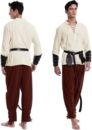 MVFEUIJ Men's Renaissance Viking Costume Halloween Cosplay Masquerad Design New